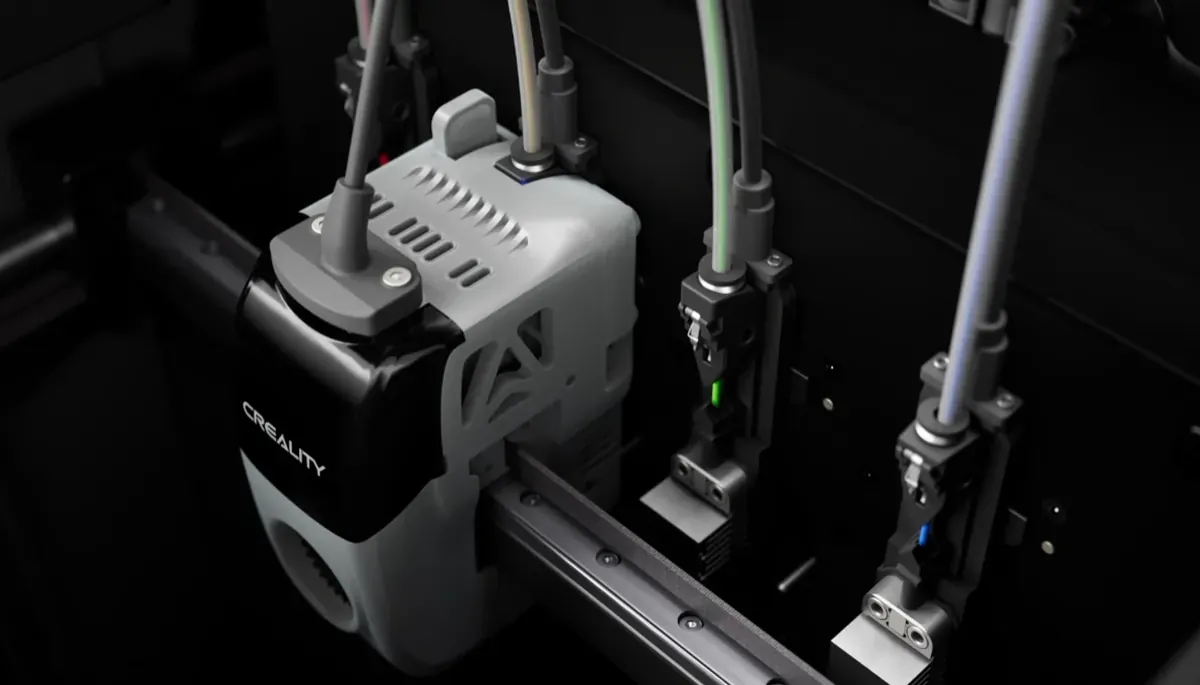 Render oficial em raio-x da Creality K3, a impressora de troca de bico listada como honoree do IFA Innovation Awards 2026 — a Creality não divulgou imagem da SPARKX i8