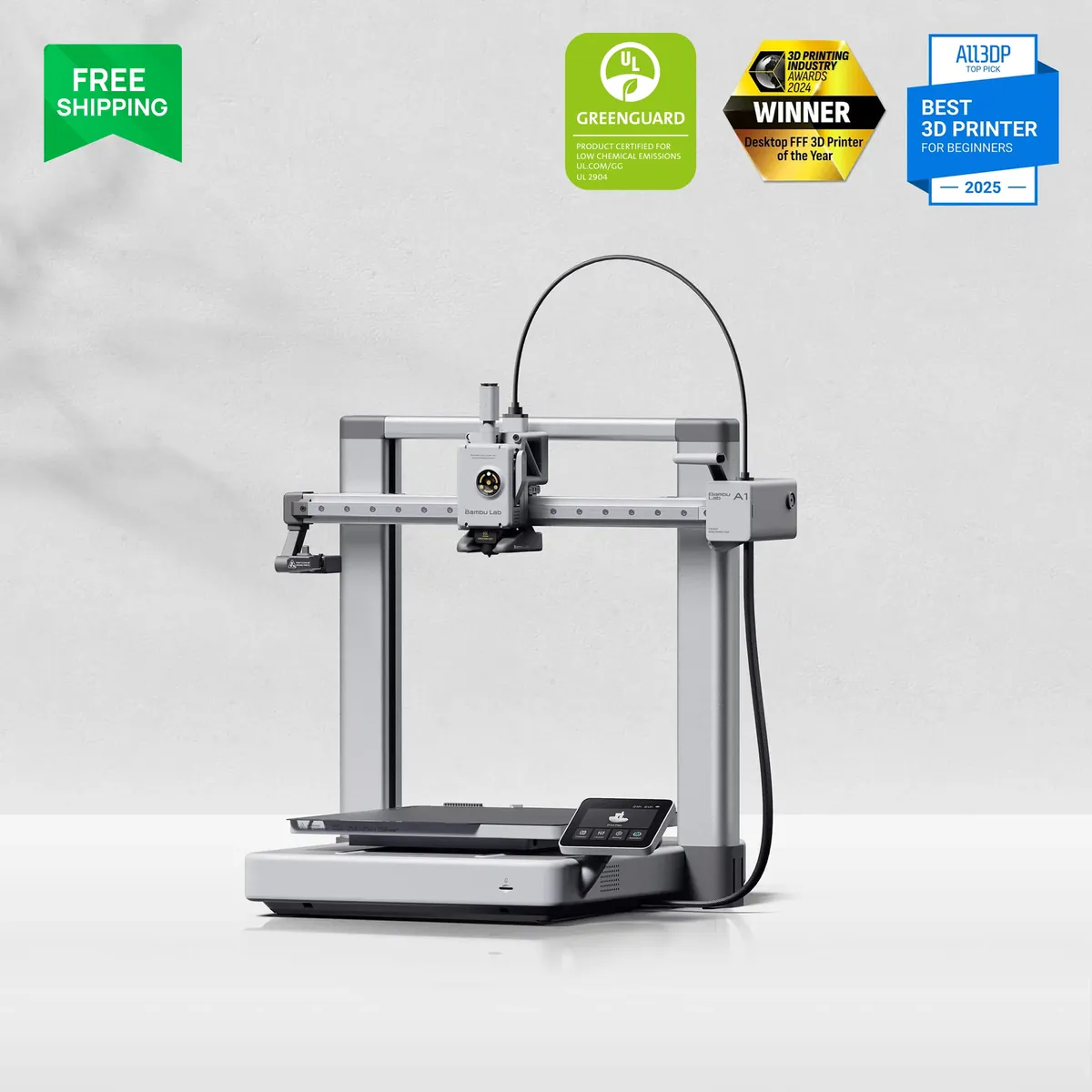 Impressora 3D Bambu Lab A1 em fundo claro, imagem oficial de divulgação do produto